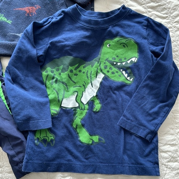 2T Baby boy toddler blue and green dinosaur pants hoodie, and long sleeve Tee - Picture 2 of 13